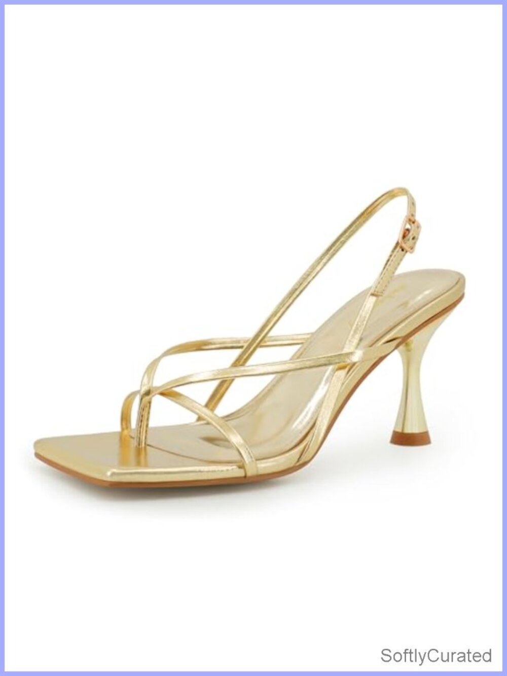 Faux Leather Square Toe Kitten Heel Thong Slingback Sandals